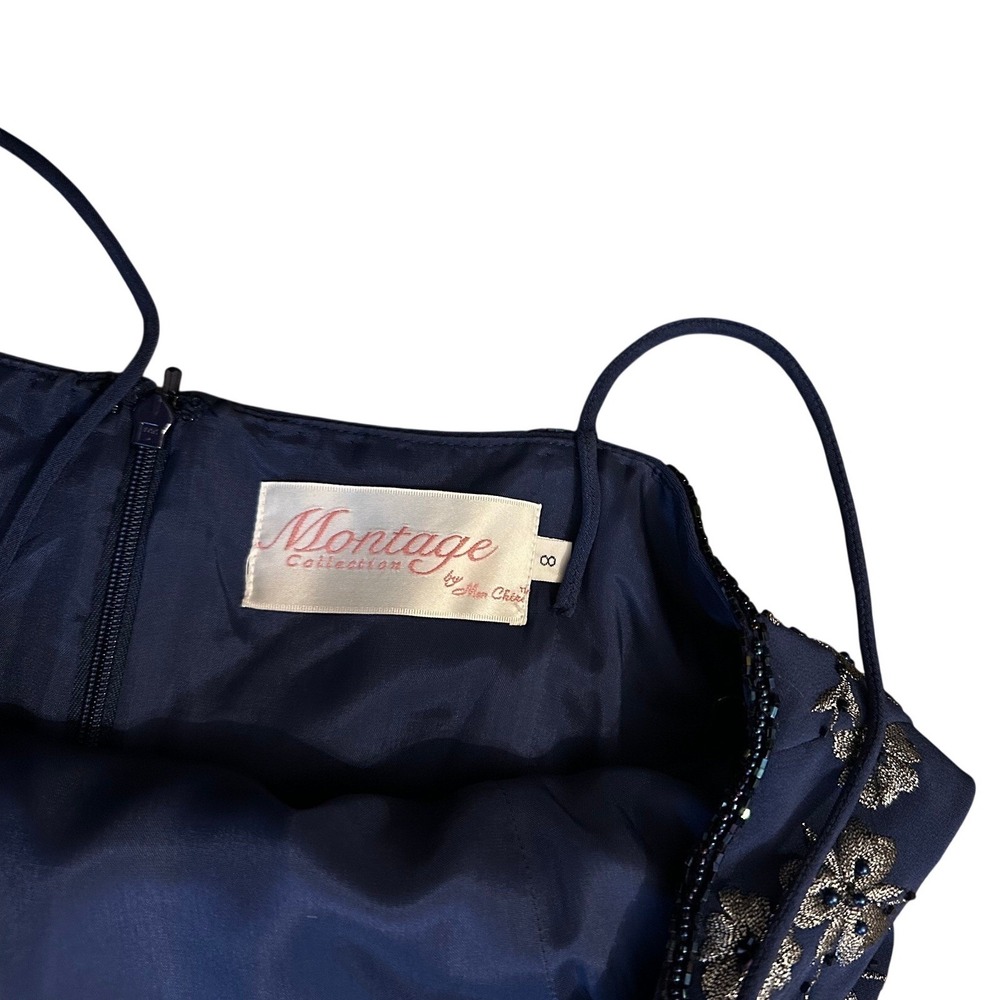 Montage by Mon Cheri Navy Blue Beaded Floral Maxi Dress And Bolero Jacket 8 - Picture 6 of 10
